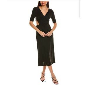 Equipment Genevieve black cutout Midi Dress Size‎ S Silk Blend Slinky Sexy
